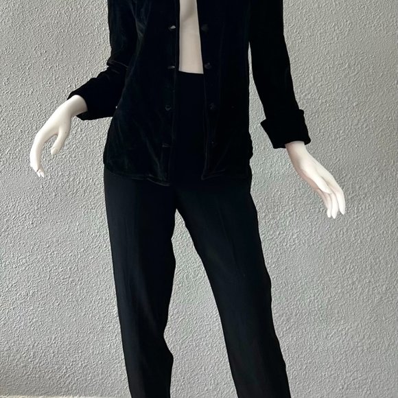 Vintage 70s Black Velvet Mod NEW GIRL Button Disco Blouse Top S - Picture 3 of 13